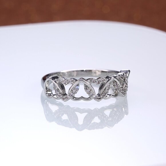 ✨ Lovely Anillos Hollow Many Heart Cross Sweet Zircon Rings for Women, PD085 - Picture 3 of 7